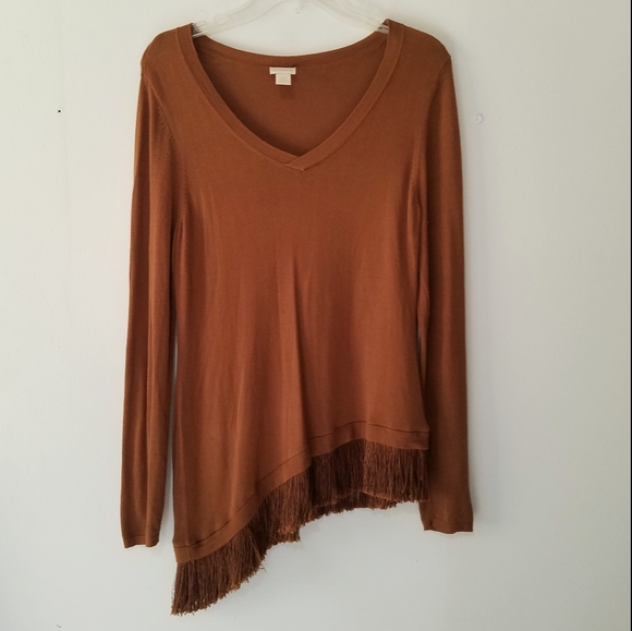 Chicos Fringe A symectral light weight sweater - Picture 1 of 4